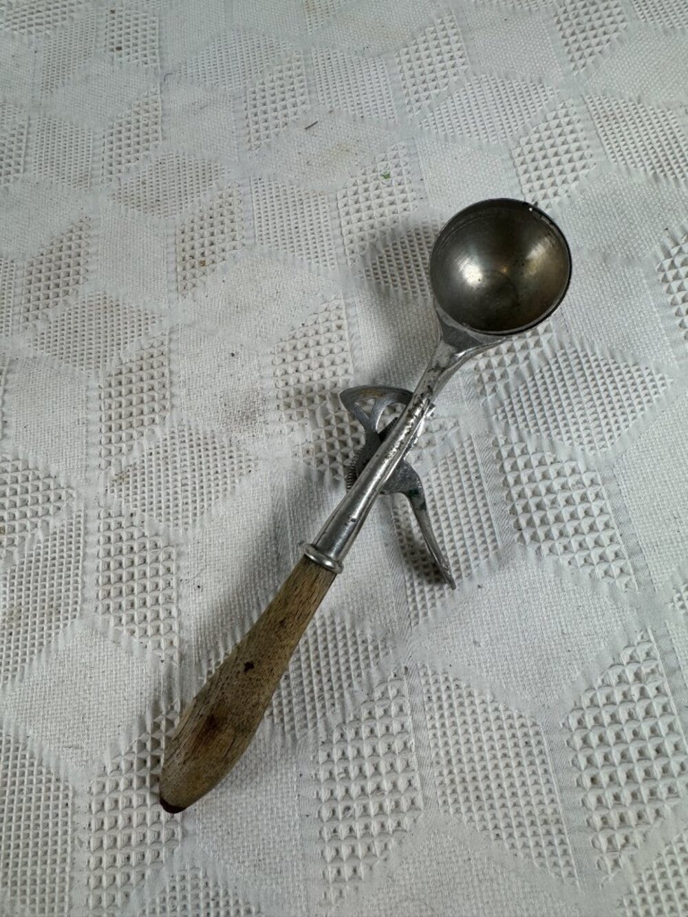 Antique Gem Soda Fountain Ice Cream Scoop 1895 Dipper Metal w Wooden Handle
